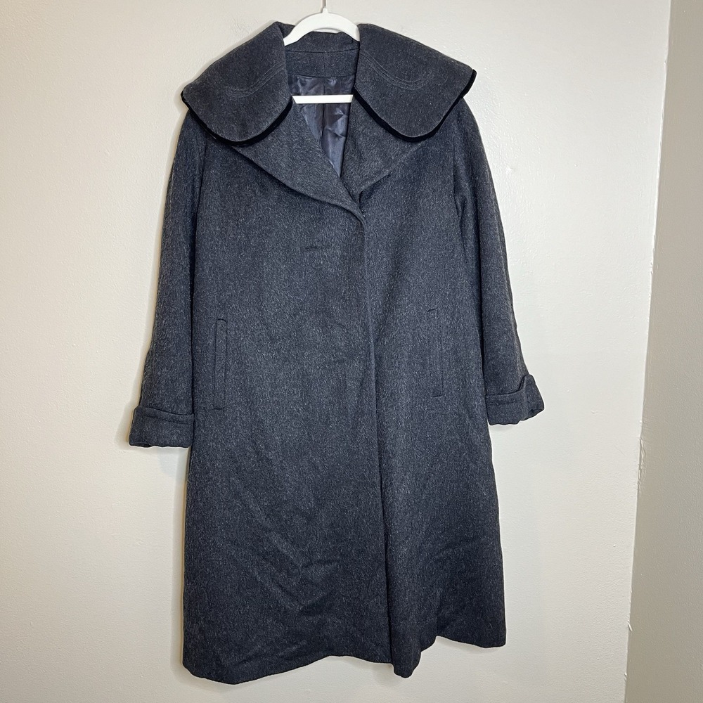 Women's Vintage Coat Wool 2X Peter Pan Round Color Long Preppy Classic‎ Botany
